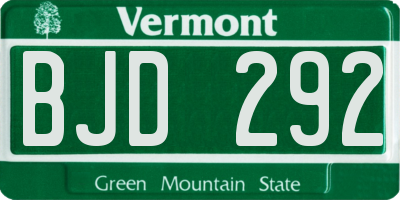 VT license plate BJD292