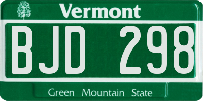 VT license plate BJD298