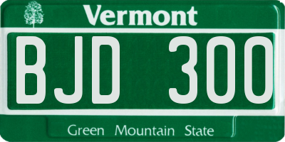 VT license plate BJD300