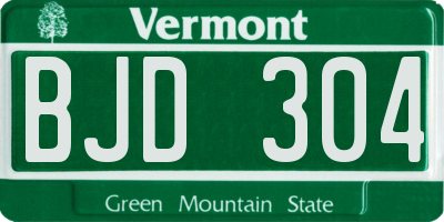 VT license plate BJD304