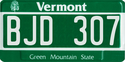 VT license plate BJD307