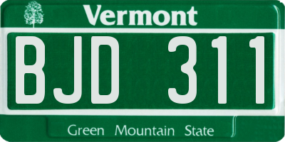 VT license plate BJD311