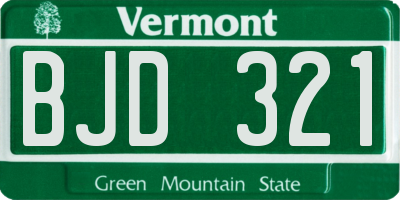 VT license plate BJD321