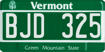 VT license plate BJD325