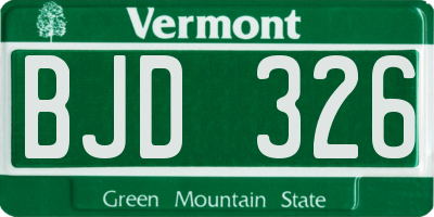 VT license plate BJD326