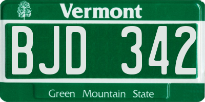 VT license plate BJD342