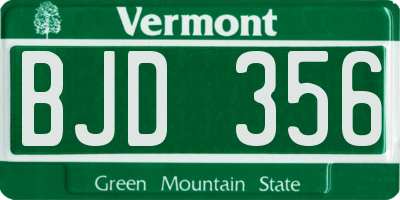 VT license plate BJD356
