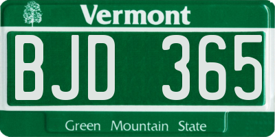 VT license plate BJD365