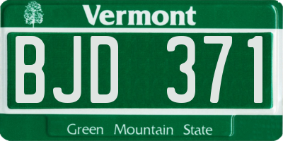 VT license plate BJD371