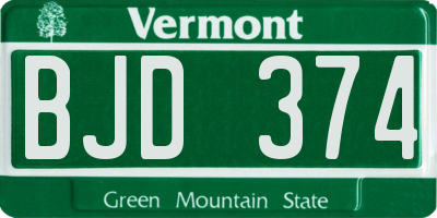 VT license plate BJD374
