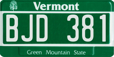 VT license plate BJD381