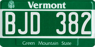 VT license plate BJD382