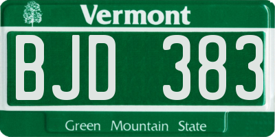 VT license plate BJD383