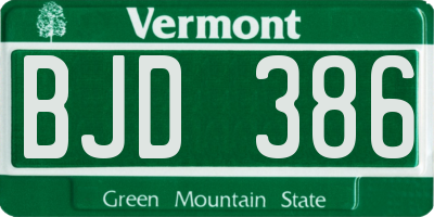 VT license plate BJD386