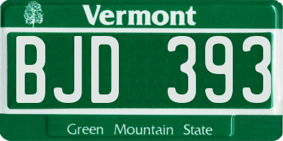 VT license plate BJD393