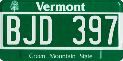 VT license plate BJD397