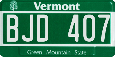 VT license plate BJD407