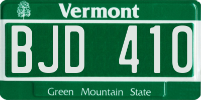 VT license plate BJD410