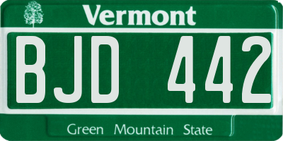 VT license plate BJD442