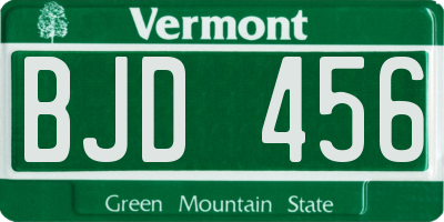 VT license plate BJD456