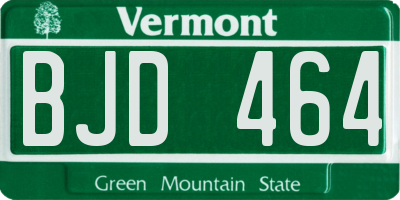 VT license plate BJD464
