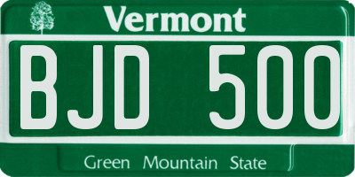 VT license plate BJD500