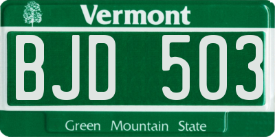 VT license plate BJD503