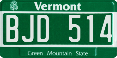 VT license plate BJD514
