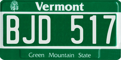 VT license plate BJD517