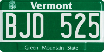 VT license plate BJD525