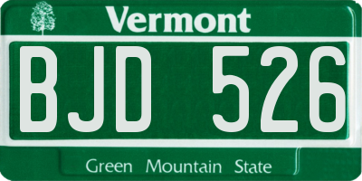 VT license plate BJD526