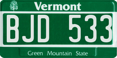 VT license plate BJD533