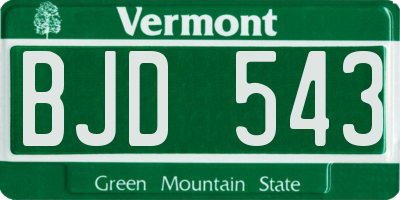 VT license plate BJD543