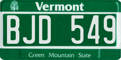 VT license plate BJD549