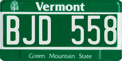 VT license plate BJD558