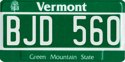 VT license plate BJD560