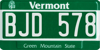 VT license plate BJD578
