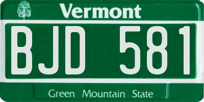 VT license plate BJD581