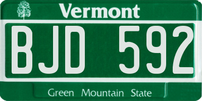 VT license plate BJD592