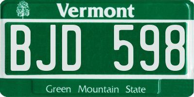 VT license plate BJD598