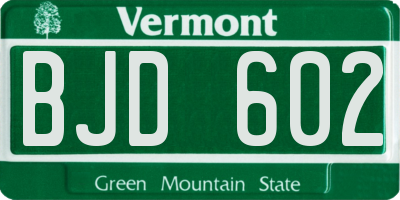 VT license plate BJD602