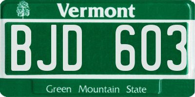 VT license plate BJD603