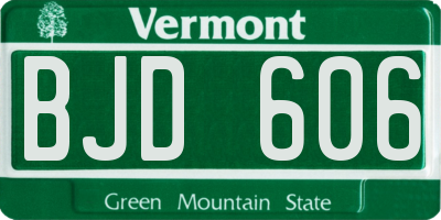 VT license plate BJD606