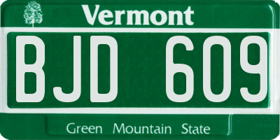 VT license plate BJD609