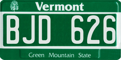 VT license plate BJD626