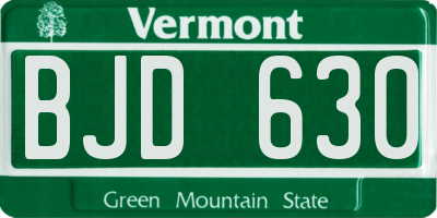 VT license plate BJD630
