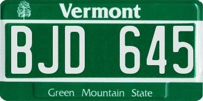 VT license plate BJD645