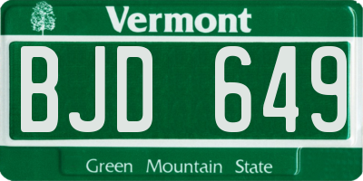 VT license plate BJD649