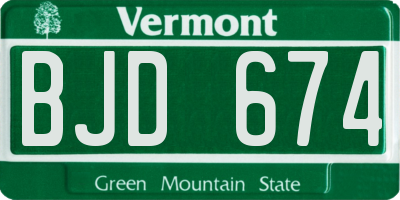 VT license plate BJD674