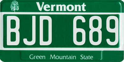 VT license plate BJD689